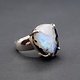 VIT 005 SS Rainbow Moonstone 16mm Freeform 4-Prong Set Ring Size 7.5