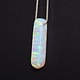 WLM 024 SS Lab Grown White Opal 21x6.5x6mm Drilled Bar Pendant With 18" 0.9mm Box Chain Necklace,