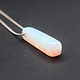 WLM 024 SS Lab Grown White Opal 21x6.5x6mm Drilled Bar Pendant With 18" 0.9mm Box Chain Necklace,