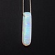WLM 024 SS Lab Grown White Opal 21x6.5x6mm Drilled Bar Pendant With 18" 0.9mm Box Chain Necklace,