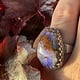 WLM 024 Australian Boulder Opal 25mm Freeform Cabochon Ring, Sz. 7.5