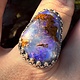 WLM 024 Australian Boulder Opal 25mm Freeform Cabochon Ring, Sz. 7.5