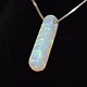 WLM 024 SS Lab Grown White Opal 21x6.5x6mm Drilled Bar Pendant With 18" 0.9mm Box Chain Necklace,