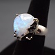 VIT 005 SS Rainbow Moonstone 16mm Freeform 4-Prong Set Ring Size 7.5