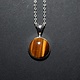 SS Tiger 10mm Round Cabachon Bezel Set Necklace on 18" Chain