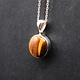 SS Tiger 10mm Round Cabachon Bezel Set Necklace on 18" Chain
