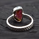 SS Watermelon Tourmaline Polished 14x10mm Freeform Slice Bezel Set with Dotted Band Design Ring, Sz. 7.75