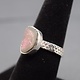 SS Watermelon Tourmaline Polished 14x10mm Freeform Slice Bezel Set with Dotted Band Design Ring, Sz. 7.75