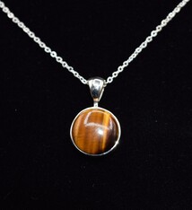 SS Tiger Eye 10mm Round Pendant on 18" Chain