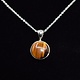 SS Tiger 10mm Round Cabachon Bezel Set Necklace on 18" Chain