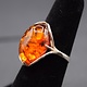 SS Amber Oval Cab Filigree Arch Bezel Set Ring Size 6.5
