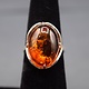 SS Amber Oval Cab Filigree Arch Bezel Set Ring Size 6.5