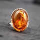 SS Amber Oval Cab Filigree Arch Bezel Set Ring Size 6.5