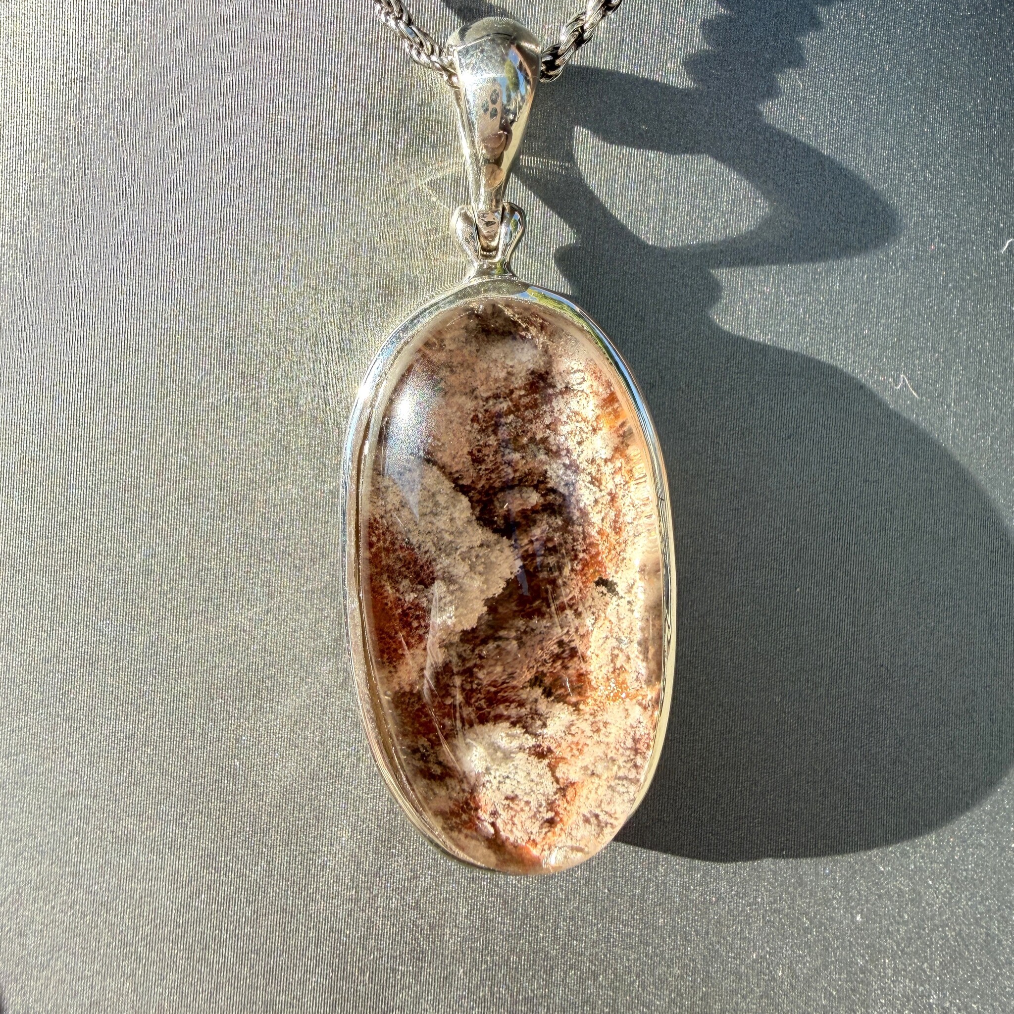 STB 001 SS Lodolite 34mm Oval Cab Bezel Set Pendant