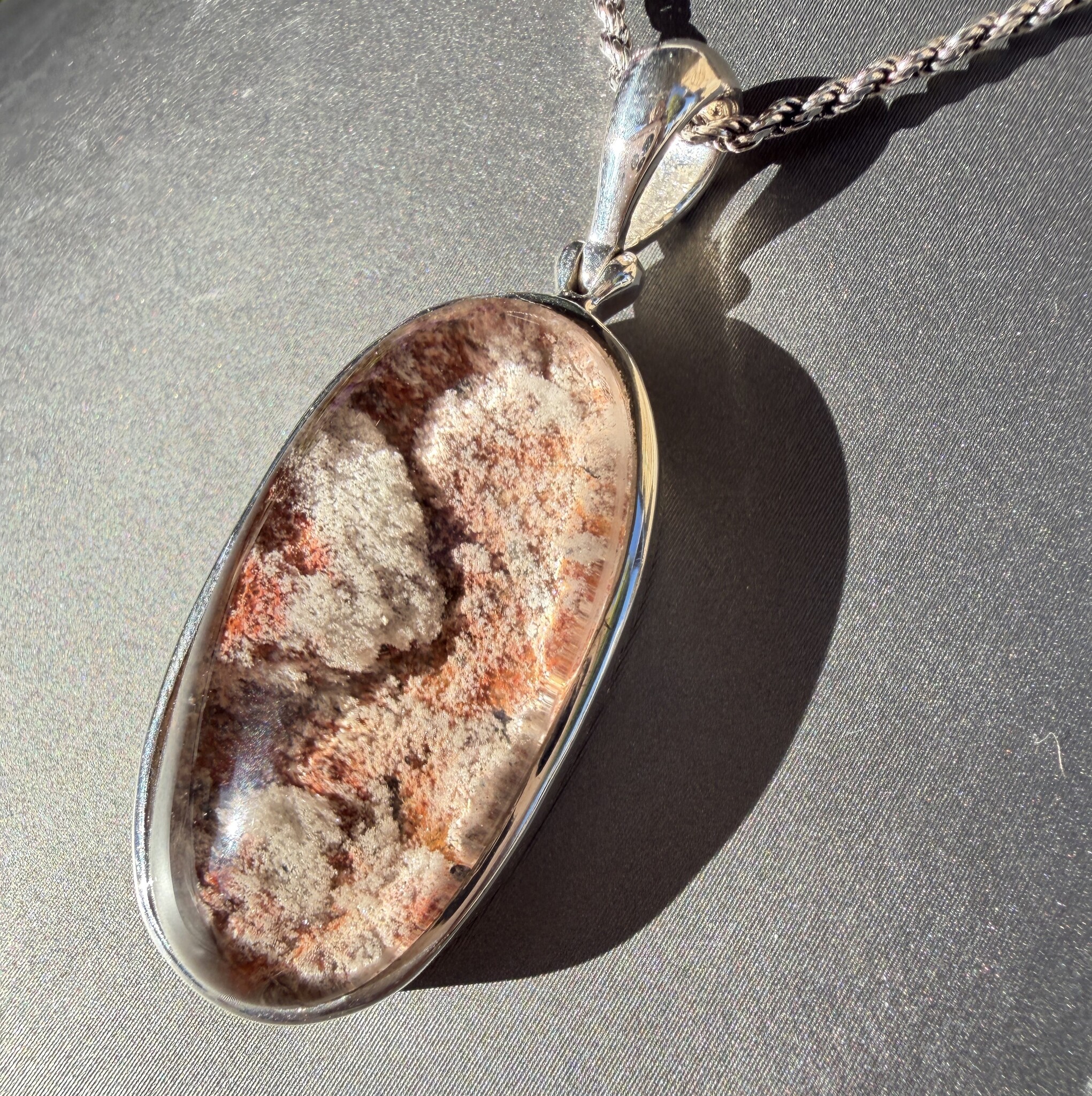 STB 001 SS Lodolite 34mm Oval Cab Bezel Set Pendant