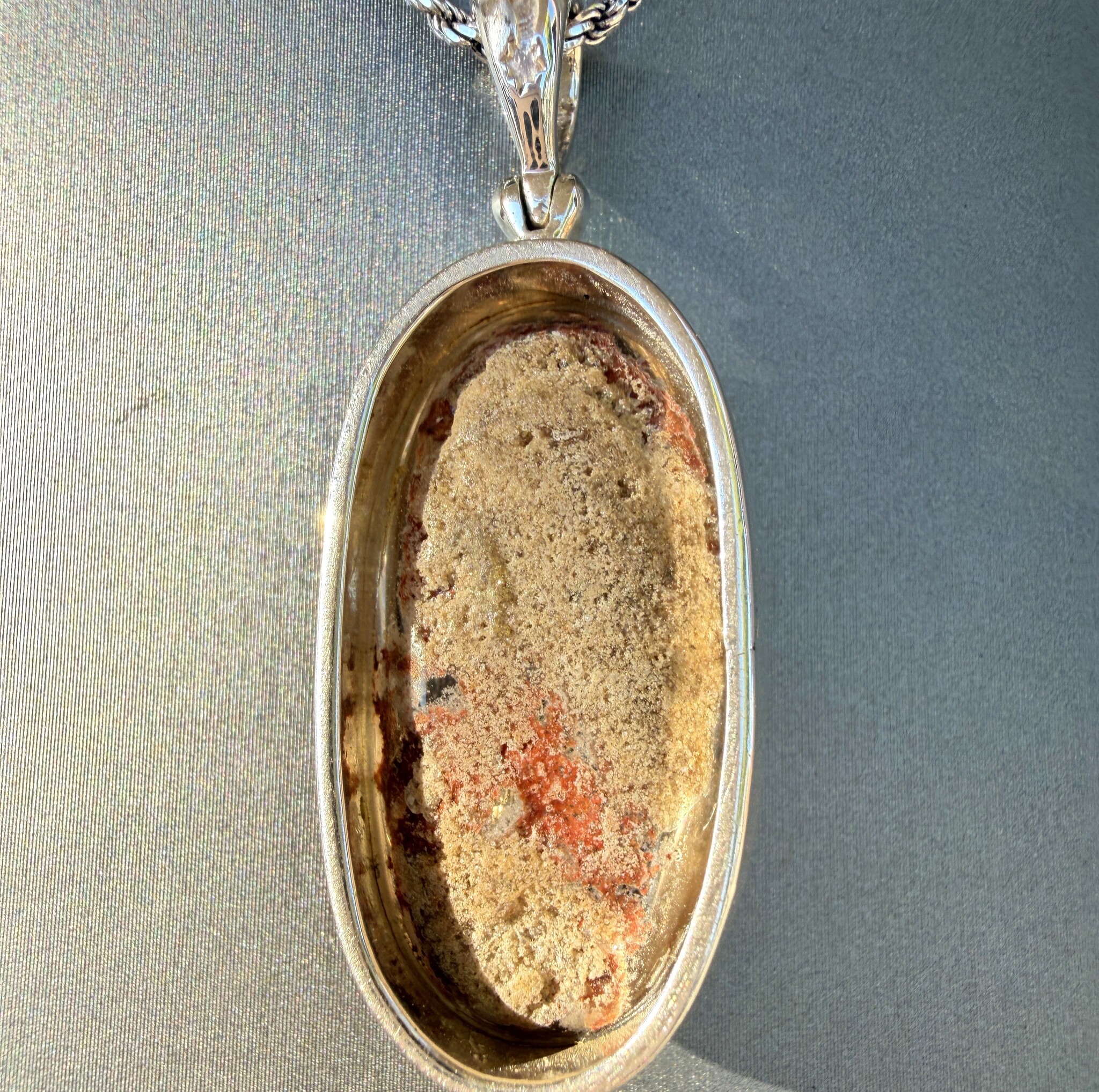 STB 001 SS Lodolite 34mm Oval Cab Bezel Set Pendant