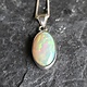 WLM 024 SS Ethiopian Fire Opal 13x19mm Oval Cabochon Bezel Set Pendant With Box Chain Necklace, 18"