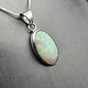 WLM 024 SS Ethiopian Fire Opal 13x19mm Oval Cabochon Bezel Set Pendant With Box Chain Necklace, 18"