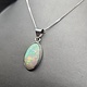 WLM 024 SS Ethiopian Fire Opal 13x19mm Oval Cabochon Bezel Set Pendant With Box Chain Necklace, 18"