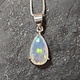 SS Ethiopian Opal Faceted Teardrop Three-Prong Set Pendant on 18" Chain Necklace