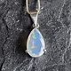 SS Ethiopian Opal Faceted Teardrop Three-Prong Set Pendant on 18" Chain Necklace