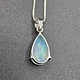 SS Ethiopian Opal Faceted Teardrop Three-Prong Set Pendant on 18" Chain Necklace