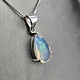SS Ethiopian Opal Faceted Teardrop Three-Prong Set Pendant on 18" Chain Necklace