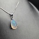 SS Ethiopian Opal Faceted Teardrop Three-Prong Set Pendant on 18" Chain Necklace