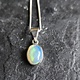 VIT 005 SS Ethiopian Opal 10mm Oval Polished Bezel Set Necklace 18"