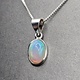 VIT 005 SS Ethiopian Opal 10mm Oval Polished Bezel Set Necklace 18"