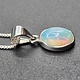 VIT 005 SS Ethiopian Opal 10mm Oval Polished Bezel Set Necklace 18"