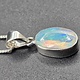 VIT 005 SS Ethiopian Opal Faceted 8x13mm Oval Bezel Set Pendant With Box Chain Necklace, 18"
