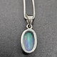 VIT 005 SS Ethiopian Opal Faceted 8x13mm Oval Bezel Set Pendant With Box Chain Necklace, 18"