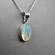 VIT 005 SS Ethiopian Opal Faceted 8x13mm Oval Bezel Set Pendant With Box Chain Necklace, 18"
