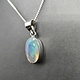 VIT 005 SS Ethiopian Opal Faceted 8x13mm Oval Bezel Set Pendant With Box Chain Necklace, 18"