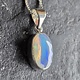VIT 005 SS Ethiopian Opal Faceted 8x13mm Oval Bezel Set Pendant With Box Chain Necklace, 18"