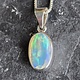 VIT 005 SS Ethiopian Opal Faceted 8x13mm Oval Bezel Set Pendant With Box Chain Necklace, 18"
