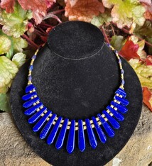 22K Gold Vermeil Lapis Lazuli Cleopatra Necklace, 17"