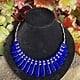22K Gold Vermeil Lapis Lazuli Cleopatra Necklace  With 31 Lapis Beads and 96 Vermeil Beads, Toggle Clasp, 17"