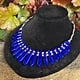 22K Gold Vermeil Lapis Lazuli Cleopatra Necklace  With 31 Lapis Beads and 96 Vermeil Beads, Toggle Clasp, 17"
