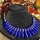 22K Gold Vermeil Lapis Lazuli Cleopatra Necklace  With 31 Lapis Beads and 96 Vermeil Beads, Toggle Clasp, 17"