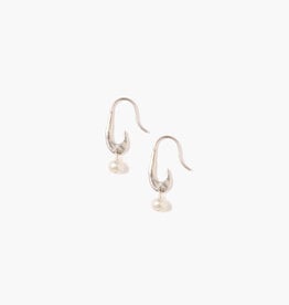 Chan Luu Mini Gala Crescent White Pearl Earrings