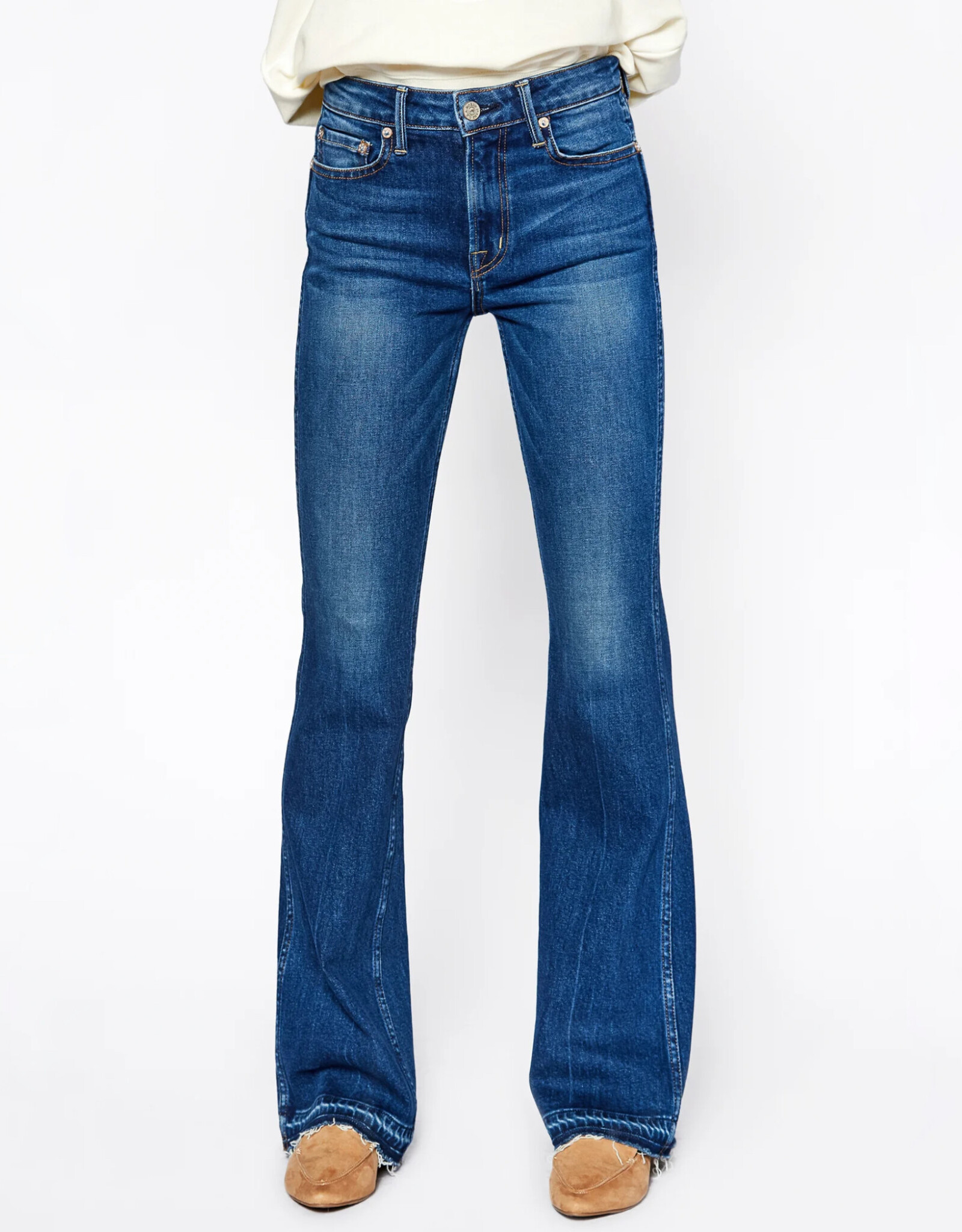 NoEnd Mid-Rise Grace Flare Jeans in Dallas. - Eleven the Shop