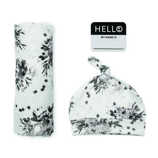 black floral swaddle