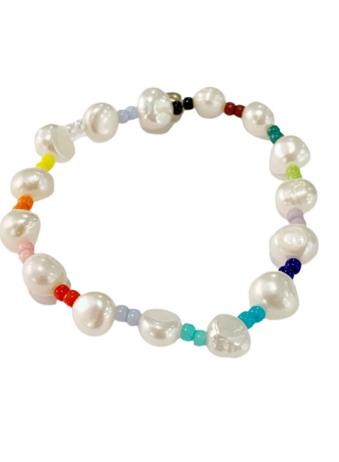 Fresh Water Pearl Multi Rainbow Bracelet