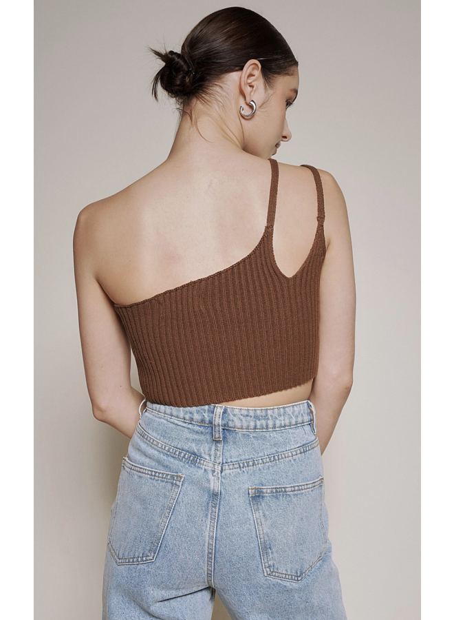 Remi One Shoulder Top Brown