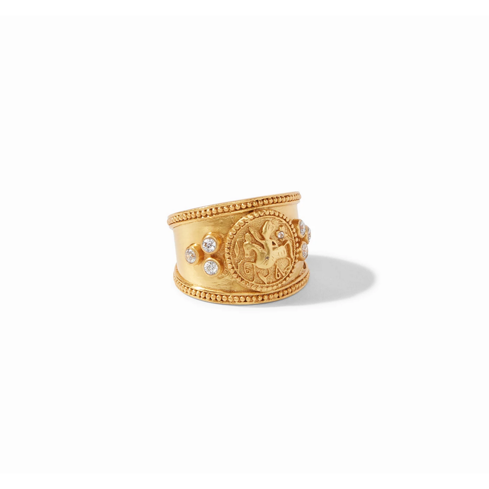 Julie Vos Coin Crest Ring  Gold- Size 7
