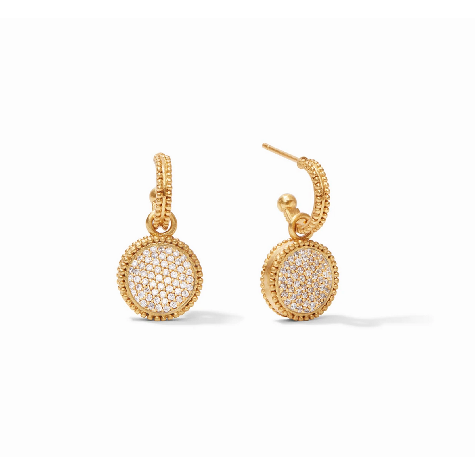 Julie Vos Fleur-de-Lis Hoop & Charm Pavé Earring - cz