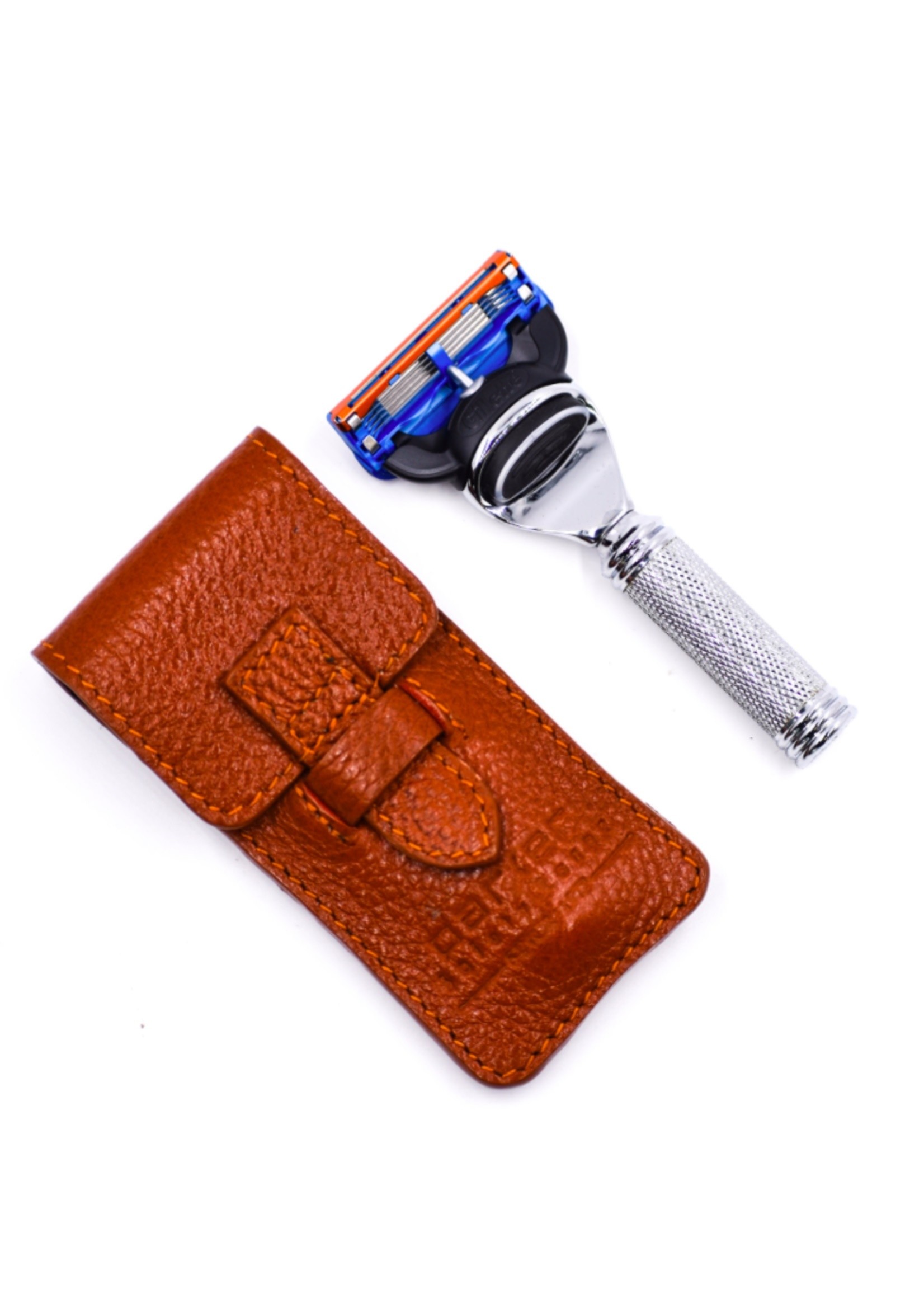 PARKER RAZOR TRAVFUS FUSION COMPATIBLE TRAVEL RAZOR WITH LEATHER CASE