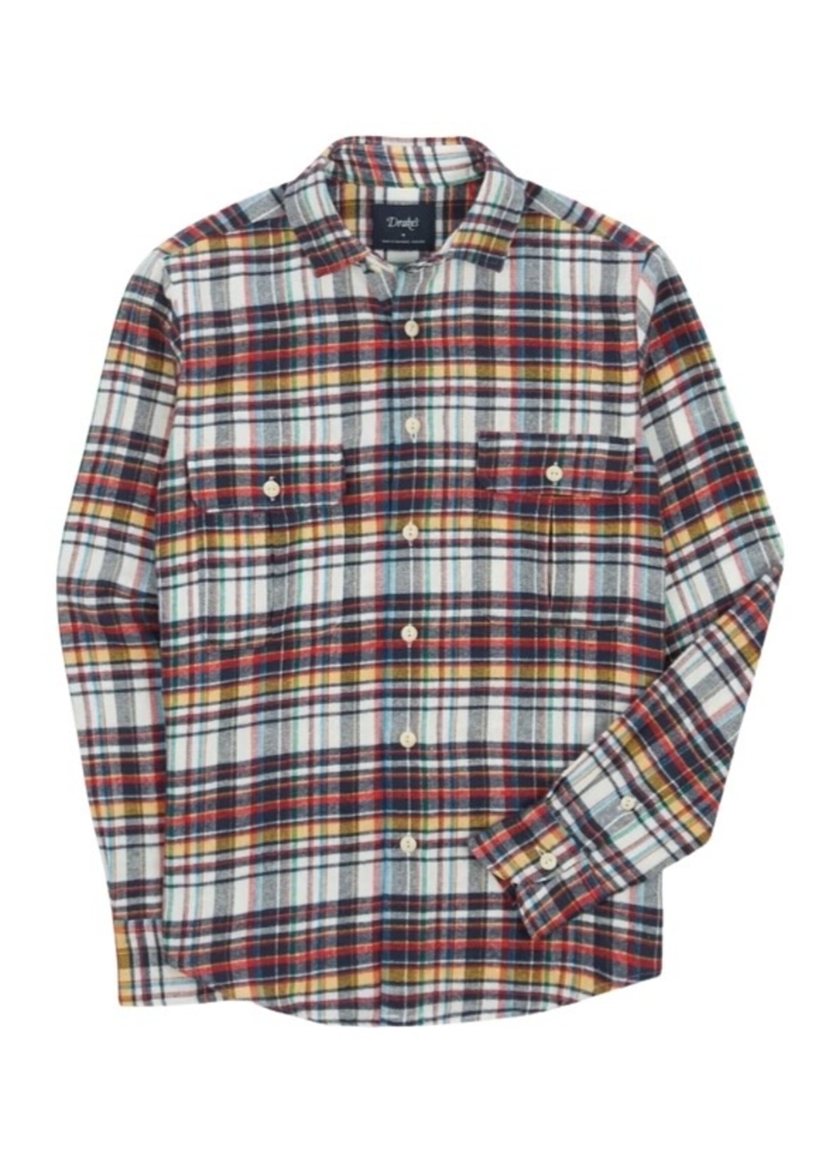 DRAKES BRUSHED MADRAS CHECK WORK SHIRT